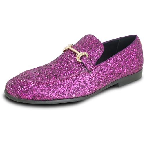 Image of bravo! Men Dress Shoe Prom Slip-on Loafer Lace-up Oxford Cap Toe Metallic Glitter for Wedding Prom Black Blue Green Gold Pink Pewter Purple Silver Red
