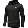 YuKaiChen Men's Pullover Hooded Sweatshirts Plaid Jacquard Long Sleeve Drawstring Hipster Casual Hoodies Black M #1