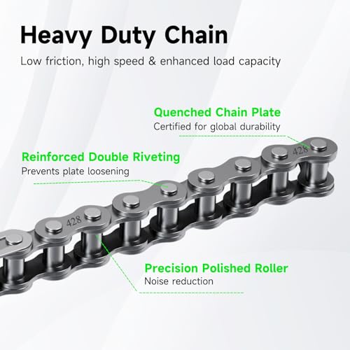 Image of 428 Chain 132 Link Compatible with 110cc 125cc 150cc Tao tao Rhino 250 Hawk 250 KLX140 TTR125 Pit Dirt Bike, 428 Motorcycle Chain for Apollo Boom Vader Chinese ATV Quad 4 Wheeler Go Kart Parts