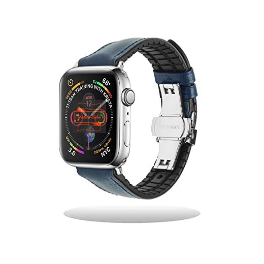 Yidai-Silu för Apple Watch armband 38 mm 40 mm äkta läderarmband 【Nappa, vattentätt gummi】 ersättningsarmband klockband ersättningsband smartwatch band för iWatch Series 5 4 3 2 1 Hermes – blå