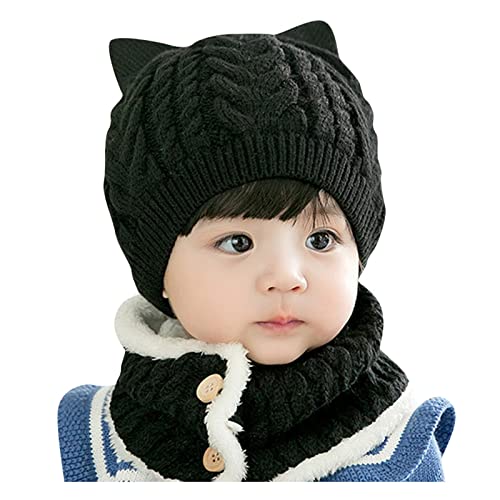 Headwear Accessories for Children Infant Baby Boy Girl Winter Hat Toddler Cat Beaniess Hat With Scarf Fleece