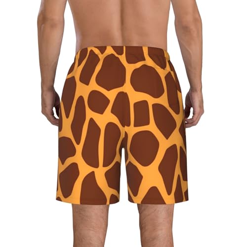 Giraffe Print Men's Swim Trunks Quick Dry Board Shorts with Pockets Casual Drawstring Beach Shorts3