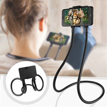 Image of pora's Portable Lazy Stand Mobile Holder with Goosneck Long Arm Clip | Flexible | Foldable | 360 Degree Compatible for Universal Places As Office |Home |Kitchen | Bedroom (Hanging Neck Lazy)