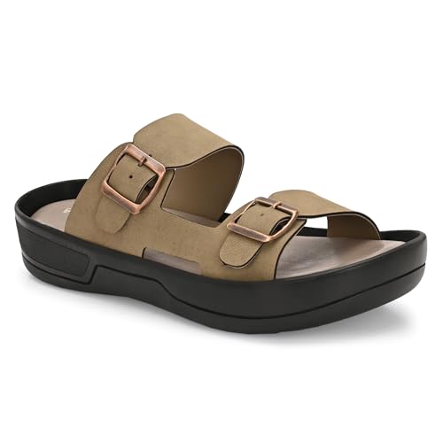 Image of KASTAVA KS 117 Comfortable Premium Synthetic Casual Sandals | Adjustable Buckle Closure | Lightweight Everyday Wear Sandals for Men