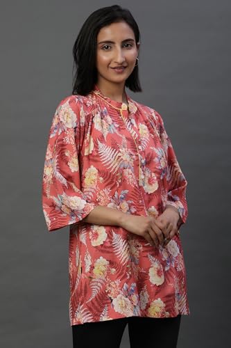 Image of Aurelia Women Green Floral Print Cotton Straight Kurti