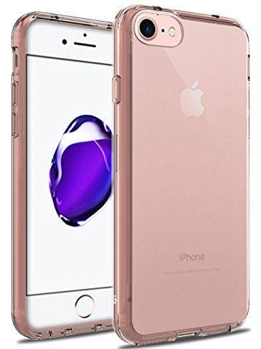 iPhone 7 Case, LK [Air Hybrid] Ultra Slim Shockproof [Crystal Clear] Back Protective Case + TPU Bumper Cover for Apple iPhone 7 (Rose Clear)