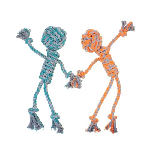 Image of Dog and Puppy Toy Set - Tail, Chew, Teething, Rope, and Tug Toys for Small to Medium Dogs - Washable Cotton Pack (Rope Doll)