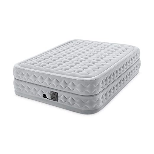 Intex 64463W Supreme Dura-Beam Inflatable Air Flow Raised Airbed Mattress with Built-in Pump, Queen