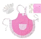 Girl Baking Outfit / Pink Apron/ White Chef Hat/ Certificate (3 Items) -for Real Cooking or Play (Toddler Apron)