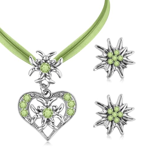 MAOSHYMS Oktoberfest Trachtenschmuck Damen,Pktoberfest Deko Trachtenkette Wiesnherz für Damen Bierfest Trachten Dirndl Outfit Accessoires