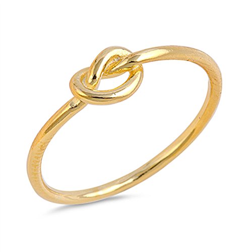 Gold-Tone Infinity Knot Promise Ring .925 Sterling Silver Love Band Size 8
