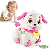 LUDILO Musical Puppy Toys for 1 Year Old Girl Gifts, Learning Educational Crawling Infant Baby Toy 6-12-18 Months, Pull Along Baby Toddler Girl Toys Gifts for 1 2 3 Year Old Girls 1st Birthday Present