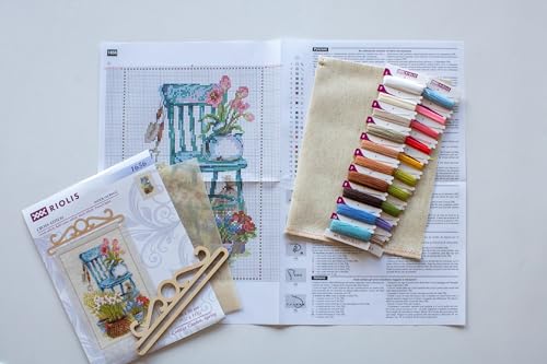Image of RIOLIS - Cottage Garden. Spring 1656, Cross Stitch Kits 7,87 inch x 11,81 inch, Cross Stitch Kits for Beginners & Advanced, Crossstitching Kit Adult, Embroidery Counted Stitching Kit