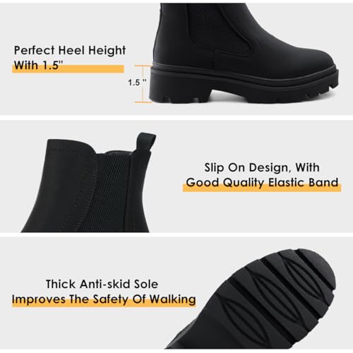 JABASIC Women Chelsea Boots Low Heel Elastic Ankle Boots (10,Army Green)4