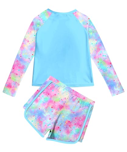 Image of Vogseek Girls Rash Guard Swimsuits 2 Piece Bathing Suit UPF 50+ Summer Swimwear Size 7-12T