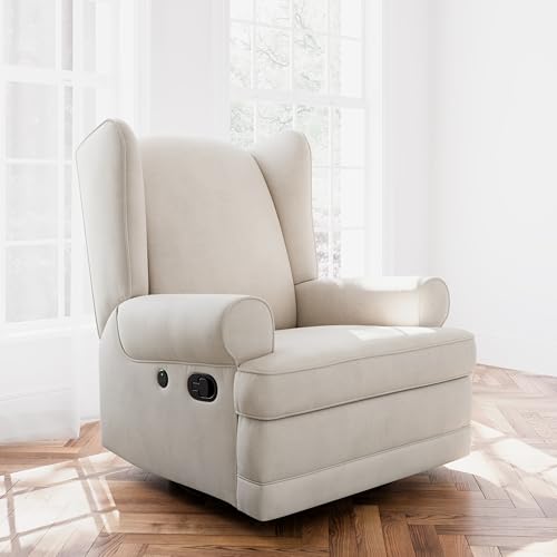 Image of Storkcraft Serenity Glider Recliner Nursery Rocking Chair with USB, Ivory
