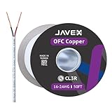 JAVEX 16/2 Speaker Wire (50 FT), [UL Listed CL2R/CL3R Riser] 16 Gauge Oxygen-Free Copper Cable in-Wall/Outdoor for Alarm Systems, Home Theater, Car Audio System, White