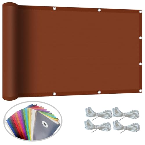 Filet d'ombrage protection solaire 1.4x5m rouge rouille avec oeillets - 2
