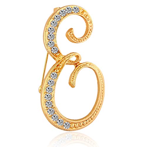 Image of BeeGift Letter Brooch Pins Initial Rhinestone Brooch for Women Crafts,Rhinestone Crystal Lapel Pin Brooches Gold A-Z 26 Letters