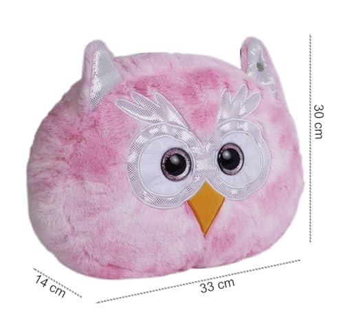 Image of Fuzzbuzz Squishy Owl Soft Toy - 30cm Pink for Kids | Aged 18 Months and Above | Soft Cuddly Animal Toy for Toddlers Boys Girls, Gift Plush Companion for Playtime or Nap Time Lightweight and Huggable