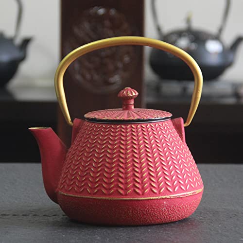 Cast Iron Tea Kettle For Stovetop Safe, Japanese Style Teapot Coated With Enameled Interior, Durable Cast Iron Teapot With Stainless Steel Infuser For Loose Tea (1000Ml/34Oz) #TOP7