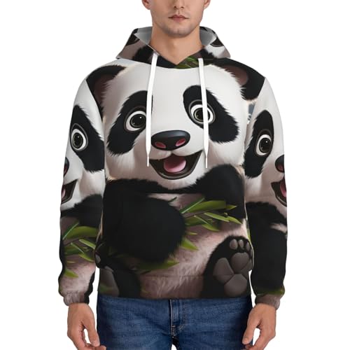 Men's Fleece Pullover Hoodie Long Sleeve Hooded Cute panda Sweatshirt Casual Shirts With Pockets2