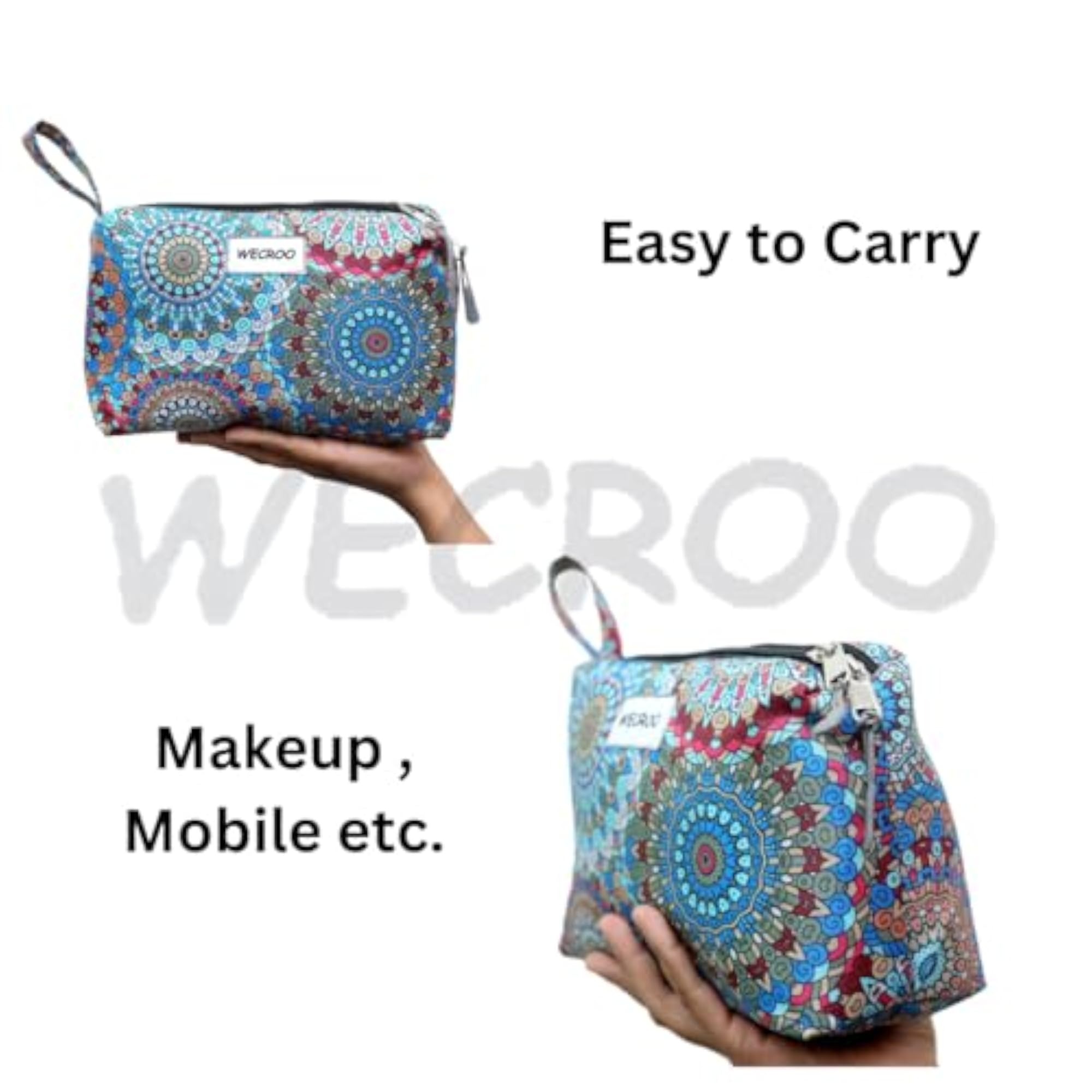 Printed Makeup Pouch with Hair Ties, Cute Organizer Bag