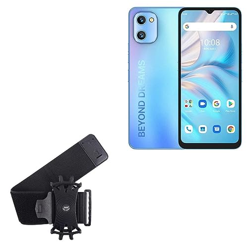 BoxWave Holster Compatible with Umidigi A13S - ActiveStretch Sport Armband, Adjustable Armband for Workout and Running - Jet Black