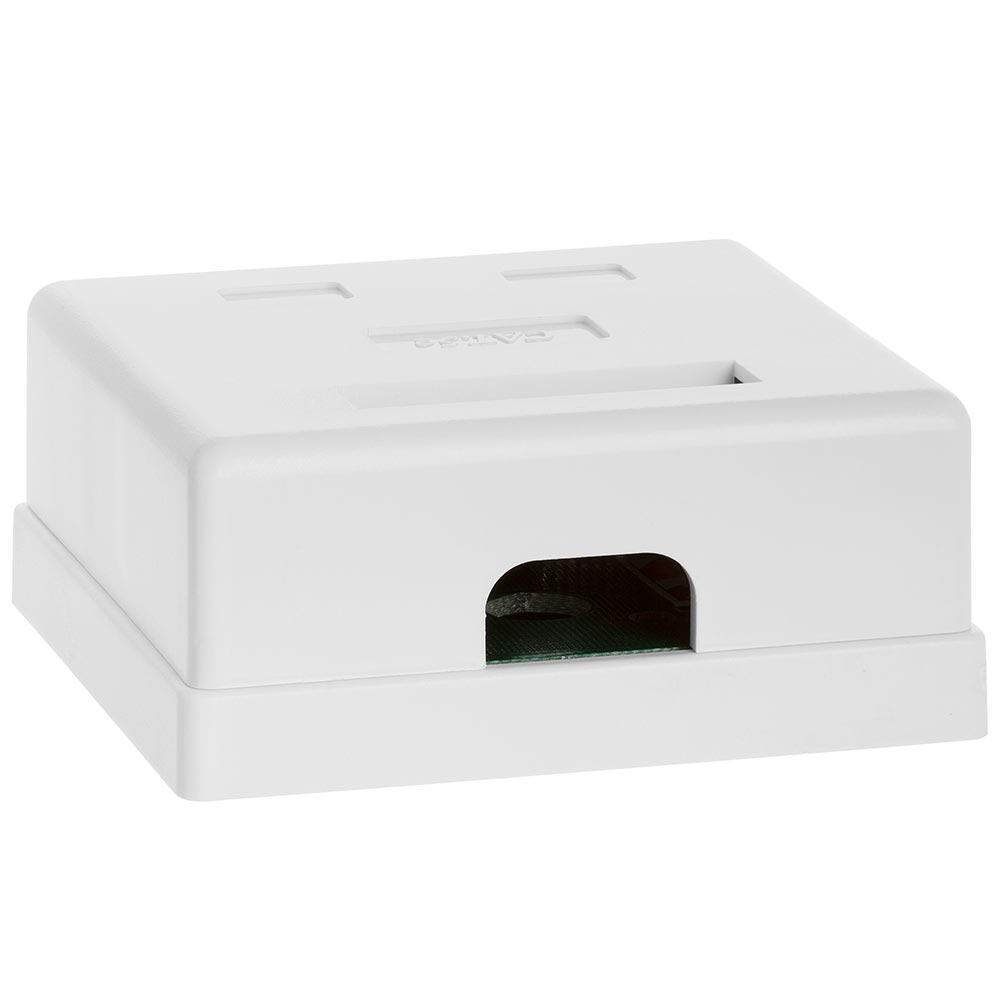 Cmple - 2 Port Cat5e Surface Mount Box, RJ45 Cat5 Dual Port Surface Mount Box for Ethernet Cables, Screws and Double-Side Tape Included, Easy Mount – White image 2
