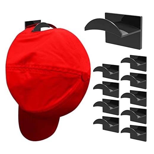 KOVSPO 10 PCS Adhesive Hat Hooks for Wall, Strong Hold Hat Hangers, Minimalist Hat Rack Design, No Drilling, Hat Hooks for Baseball Caps, Hat Holder Organizer for Wall, Door, Closet, Office, Bedroom