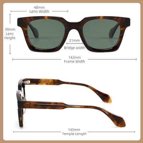 Retro Sunglasses for Men/Women,Acetate Square Thick Framed Sunglasses, Trendy Vintage Driving glasses3