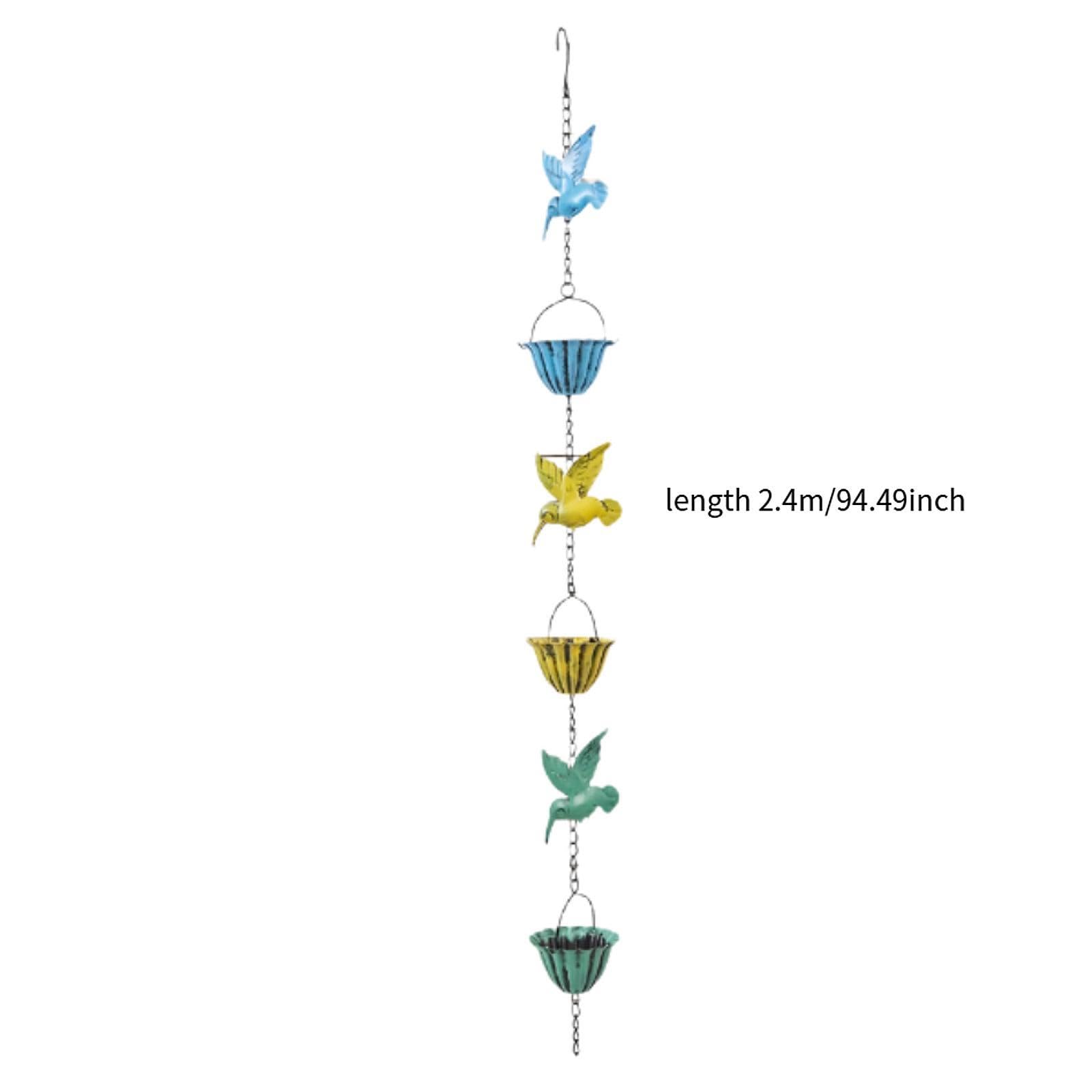 Chaîne de Pluie Hummingbird Ornement de Jardin Métal Antirouille Remplacement de Tuyau Pluviale Décoration Suspendue Adaptée à Cour