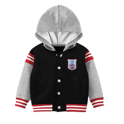 Boys' Long Sleeve Sweater Soft Brushed Fleece Button Closure Hooded Sweatshirt for Boys 2-10 Years