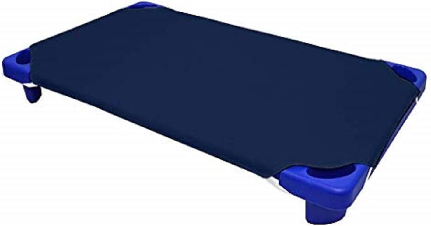Spannbettlaken für Kleinkinderbett, Vorschule, Mattegröße 4, elastische Schlaufen, 100 % Baumwolle, weiche Babypflege-Bettlaken, 6 Stück, Marineblau (55 cm B x 101 cm L)