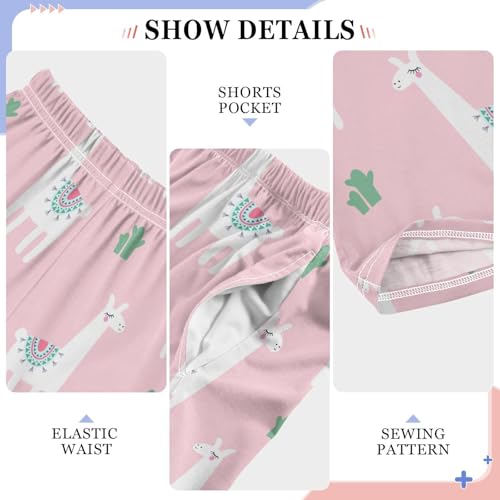 ZZXXB Llama Eyelashes Boys Long Pants Soft Trousers Elastic Waist Kids Lounge Bottoms with Pockets S-XL4