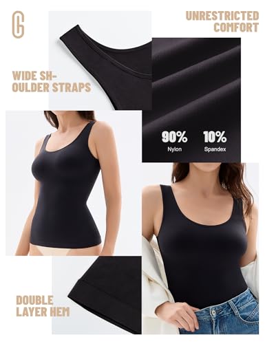 Womens Tank Tops Shapewear Tummy Control Compression Crew Neck Camisole Seamless Body Shaper Tanks for Women Cami3