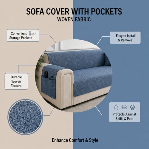 Image of STITCHNEST 'LuxeFit Series' 2 Seater Sofa Cover | Full Coverage with Armrest Pocket | Elegant Woven Fabric, Washable & Durable for Modern Living