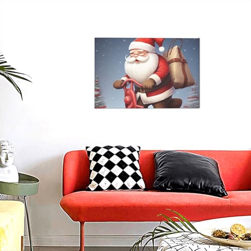 Père Noël sur scooter tableau moderne pour raviver la magie de Noël