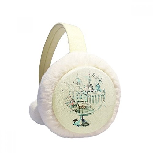 Orejeras de invierno de torre Eiffel de Londres unisex de felpa plegable