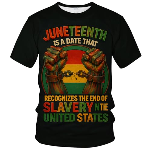 QTAGTESS Juneteenth T-Shirt Black History Shirt Recognizing the End of Slavery Black Pride Graphic Tee for Juneteenth Celebration Green XL
