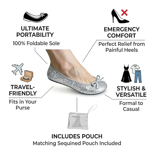 Image of Women's Foldable Ballet Flats - Portable Flat Shoes for Travel and Wedding that Fit in Your Purse