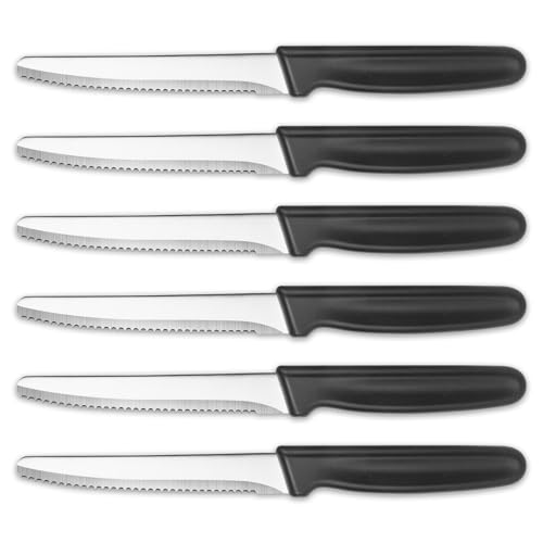 DMJJSD Frühstücksmesser Wellenschliff 6-teilig, Tafelmesser Scharf Brotmesser Wellenschliff Brötchenmesser Tomatenmesser Buttermesser Stabiler...