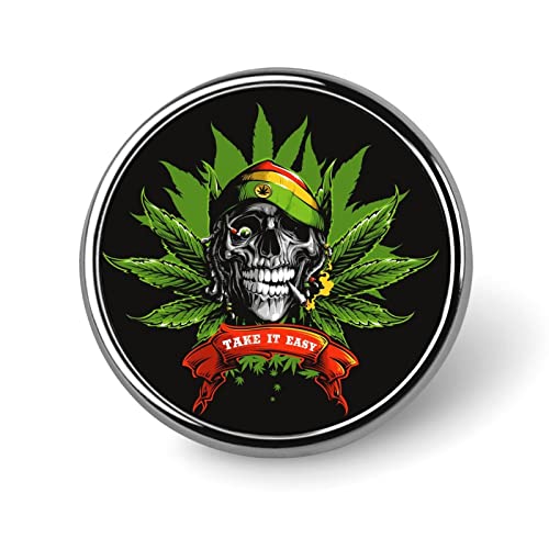 ラスタマンの頭蓋骨 丸型 アルミ 面白いアイデンティティピンピンバック 帽子、ジャケット、シャツ用