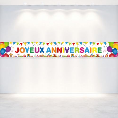 BMGRKYQX Bannière Joyeux Anniversaire,Happy Birthday Banner Toile de Fond Coloré,Banderole Joyeux Anniversaire Décoration pour Garçons Filles Fête d'Anniversaire-270 * 35cm