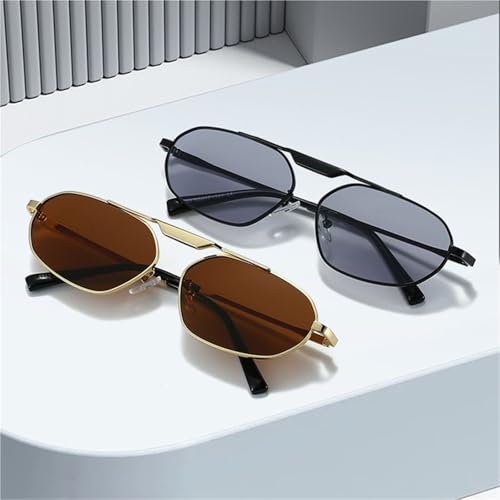 Lunettes de soleil irrégulière métal polygone verres teintés géométriques punk