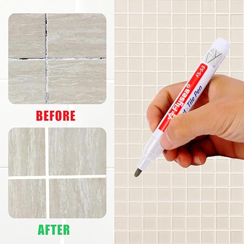 Fugenstift Weiß, 6 Stück Fugenmörtel Restaurierung Stift mit Ersatzspitze, fugenweiß stift bad Wasserfest Fliesen Fugen Stift, Reparatur fugenmarker für Fliesen Wand Boden Badezimmer Und Küche