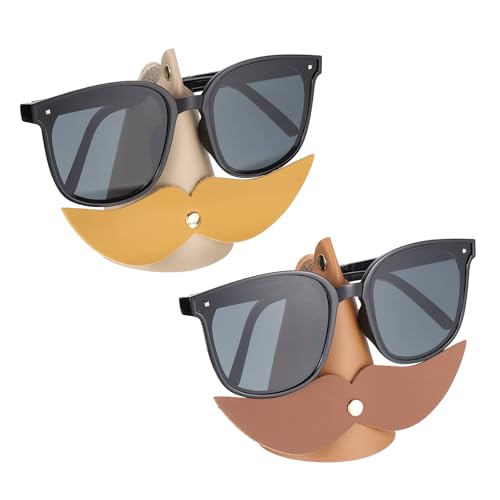 Porte-lunettes mignon ornementation et cadeau original en lot de 2 pièces beige