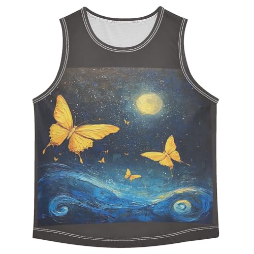 Butterfly Moonlit Ocean Boys Tank Tops Toddler Tank Top Shirts Undershirts Quik Dry for 3-15 Years,3T