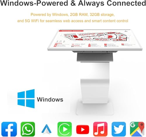 Image of 43 Inch Touch Screen Kiosk, 10pt PCAP Capactive Touch Screen Digital Signage, Windows OS K-Style Indoor Digital Signage, Interactive LCD Display Signage, U-Disk Publish Content, Split Screen