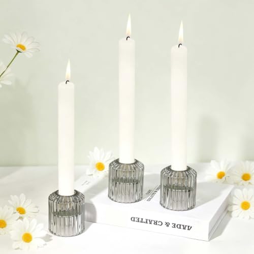 CHOCSTAY 3 Pcs Reversible Gray Glass Candle...